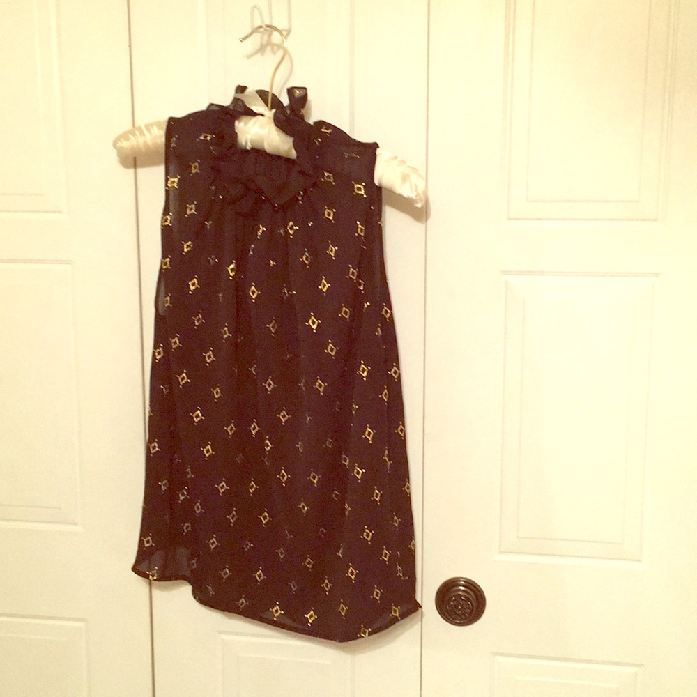H&M sheer black and gold top